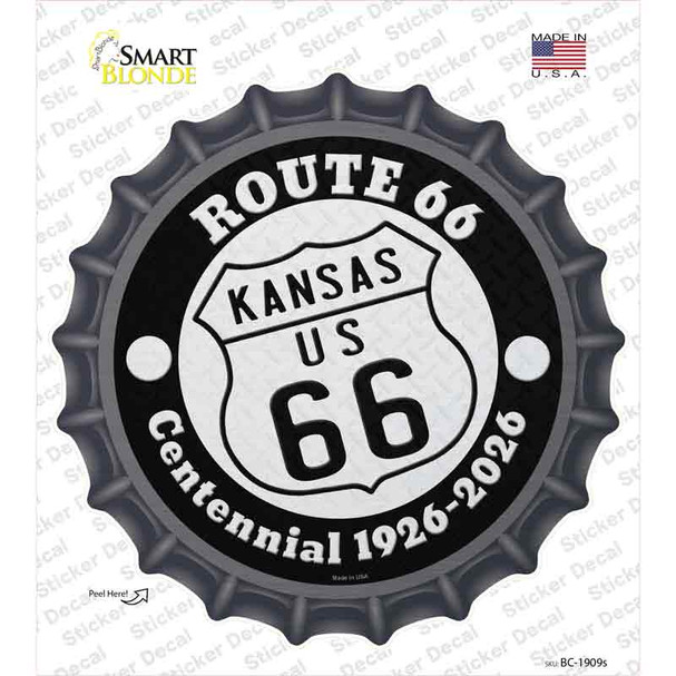 Kansas Route 66 Centennial Novelty Bottle Cap Sticker Decal