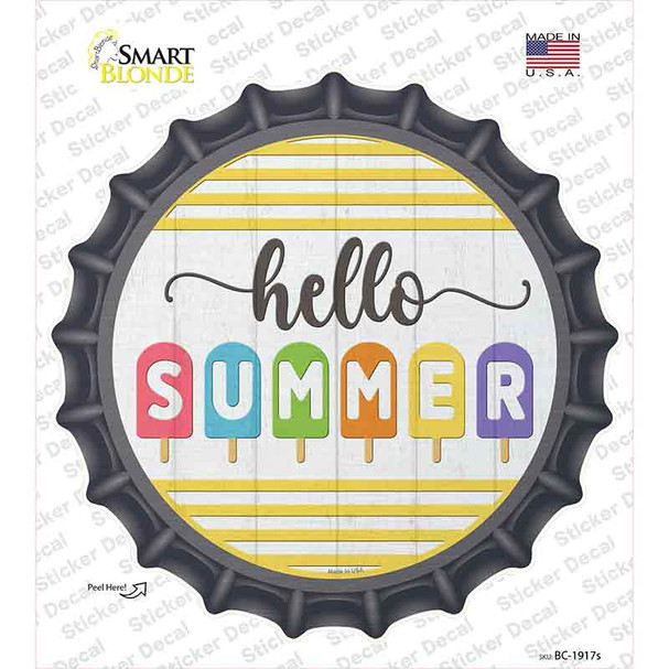 Hello Summer Popsicle Novelty Bottle Cap Sticker Decal