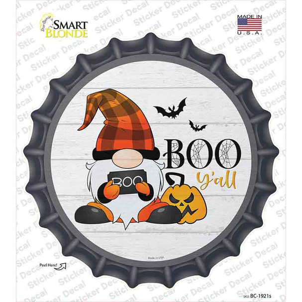 Boo Yall Spooky Gnome Novelty Bottle Cap Sticker Decal