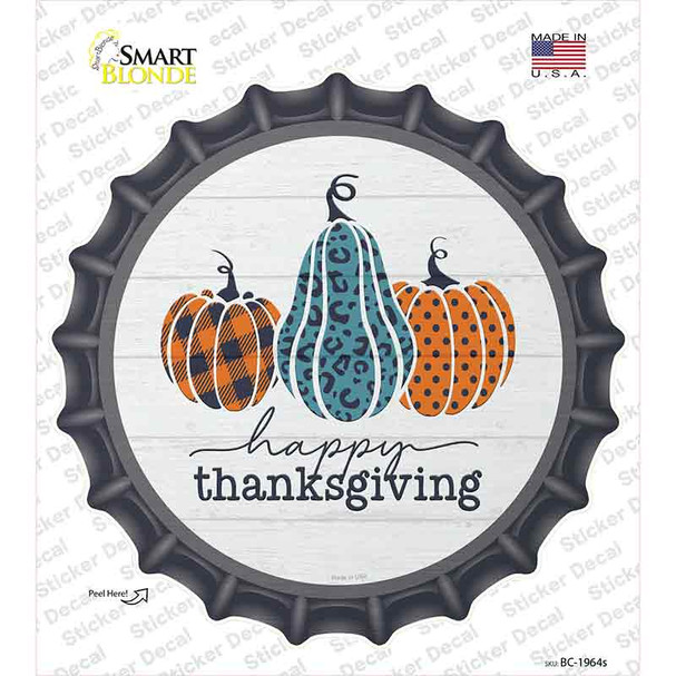 Happy Thanksgiving Pumpkins Novelty Bottle Cap Sticker Decal