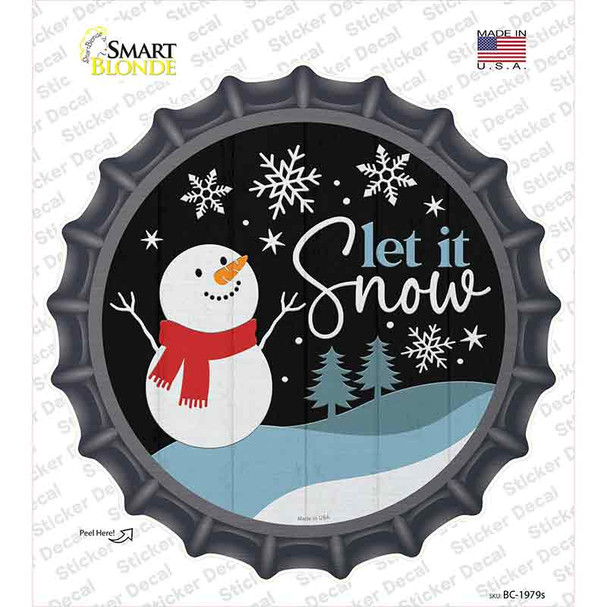 Snowman Let It Snow Novelty Bottle Cap Sticker Decal