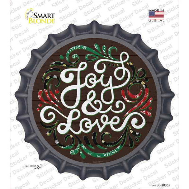Joy and Love Christmas Novelty Bottle Cap Sticker Decal