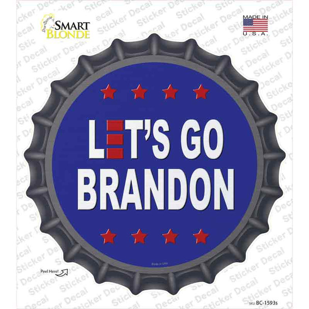 Lets Go Brandon Blue Novelty Bottle Cap Sticker Decal