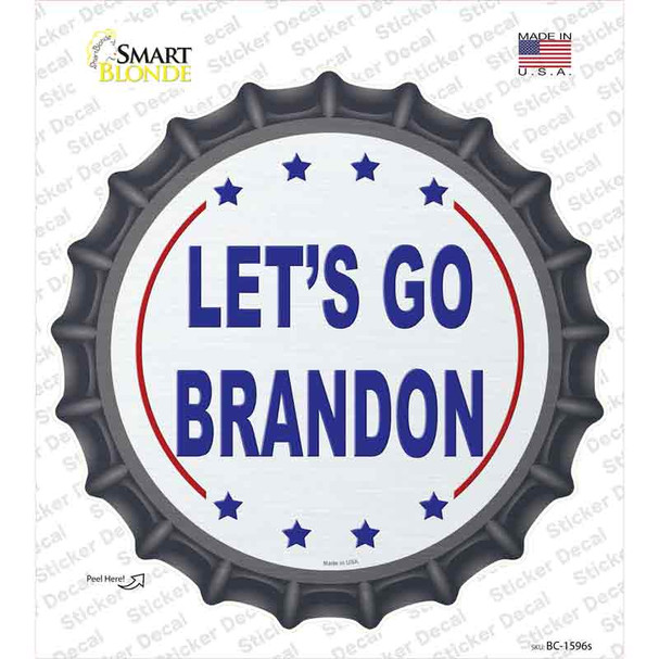 Lets Go Brandon White Novelty Bottle Cap Sticker Decal
