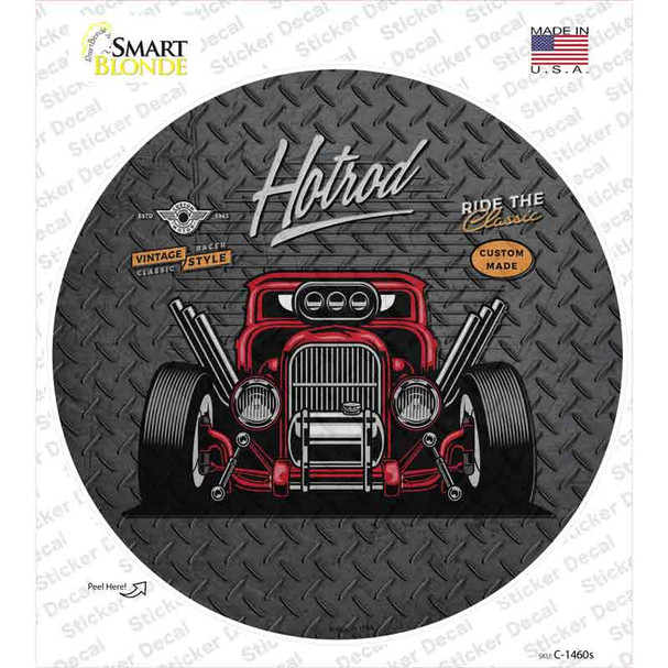 Ride the Classic Red Hotrod Novelty Circle Sticker Decal