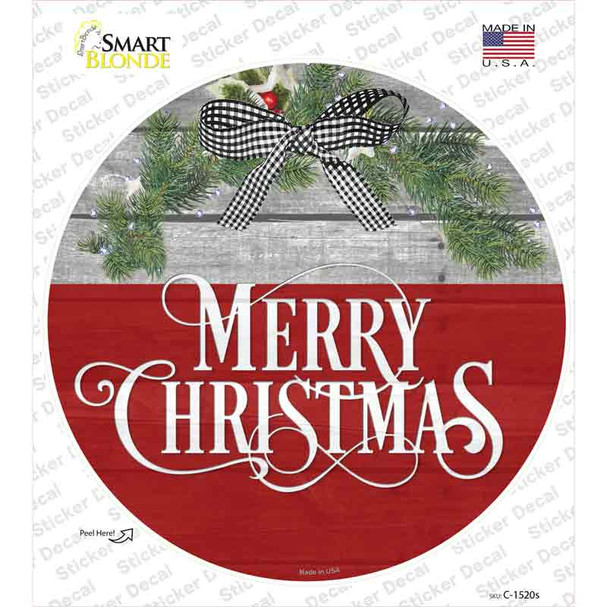 Merry Christmas Wreath Novelty Circle Sticker Decal