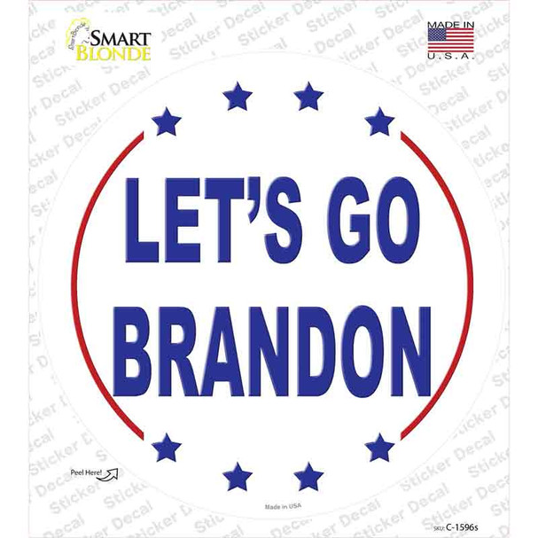 Lets Go Brandon White Novelty Circle Sticker Decal