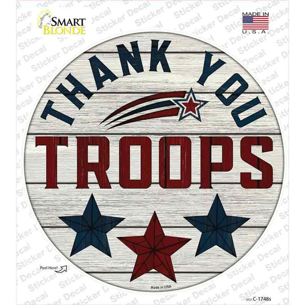 Thank You Troops Stars Novelty Circle Sticker Decal