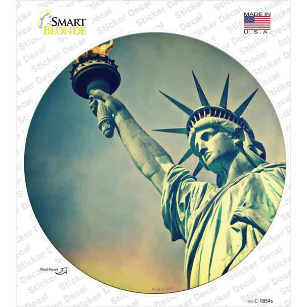 Lady Liberty With Sky Novelty Circle Sticker Decal