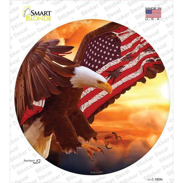 Eagle American Flag Wing Novelty Circle Sticker Decal