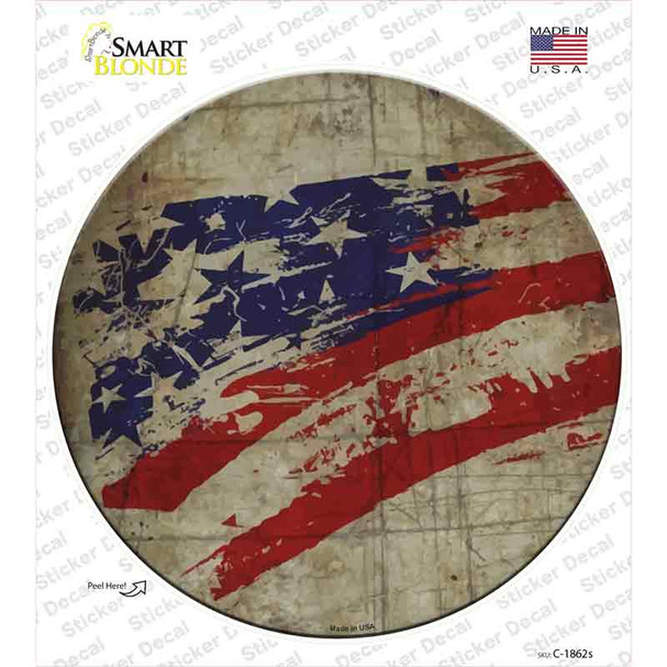 Distressed American Flag Novelty Circle Sticker Decal