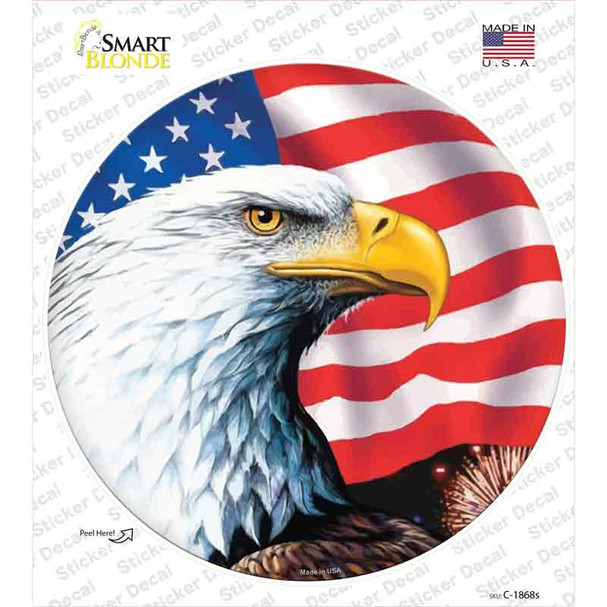 Eagle|American Flag Novelty Circle Sticker Decal