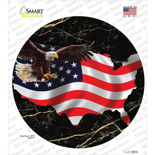 USA Flag Outline Novelty Circle Sticker Decal