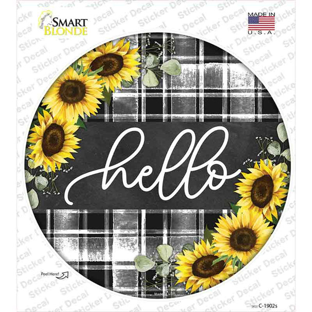 Hello Sunflowers Novelty Circle Sticker Decal