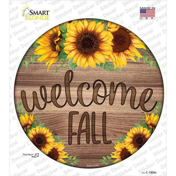 Welcome Fall Sunflowers Novelty Circle Sticker Decal