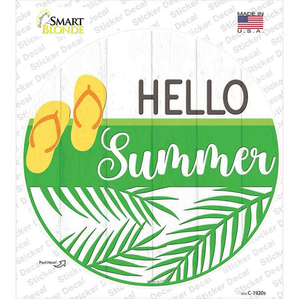 Hello Summer Flip Flops Novelty Circle Sticker Decal