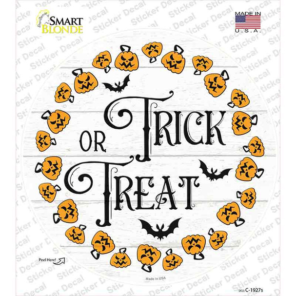 Trick Or Treat Pumpkin Ring Novelty Circle Sticker Decal