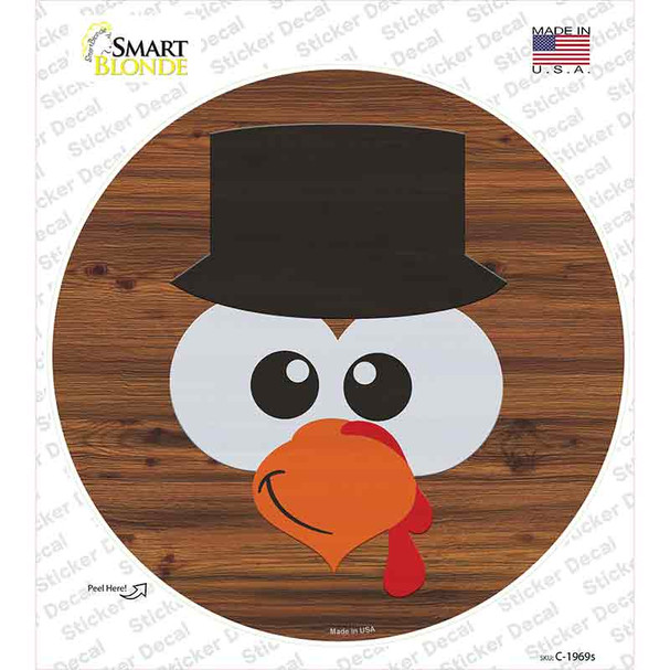 Turkey Face Top Hat Novelty Circle Sticker Decal