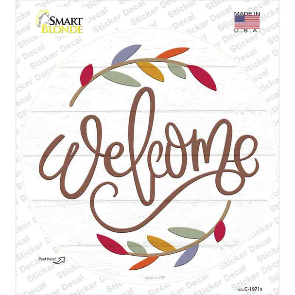 Welcome Leaves Novelty Circle Sticker Decal