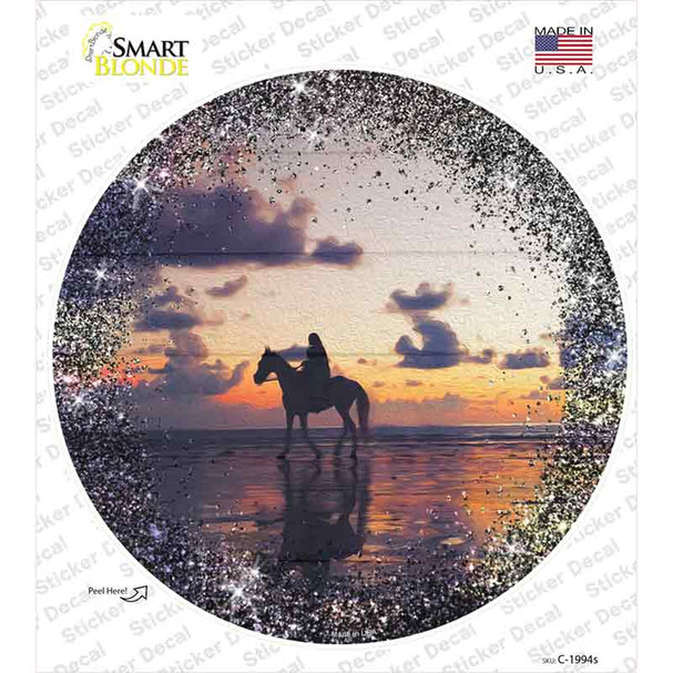 Horse Silhouette in Water Novelty Circle Sticker Decal