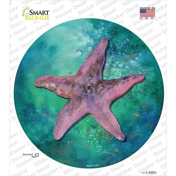 Starfish Aqua Novelty Circle Sticker Decal
