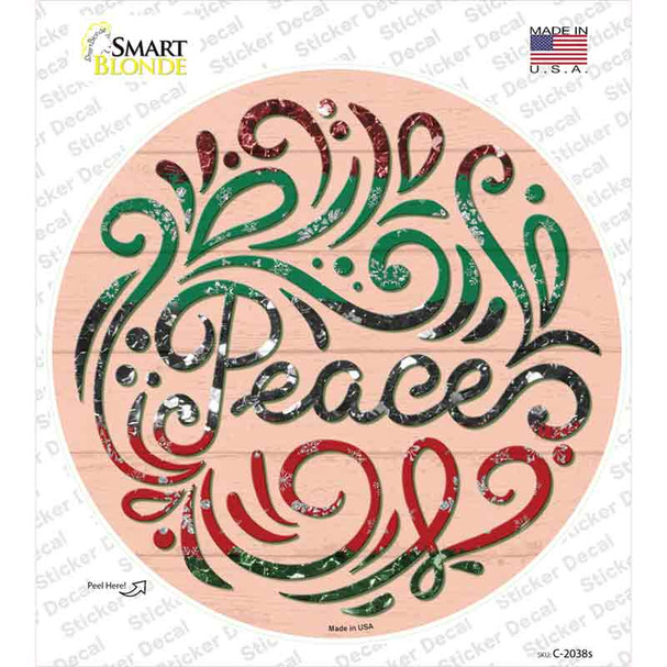 Peace Christmas Novelty Circle Sticker Decal