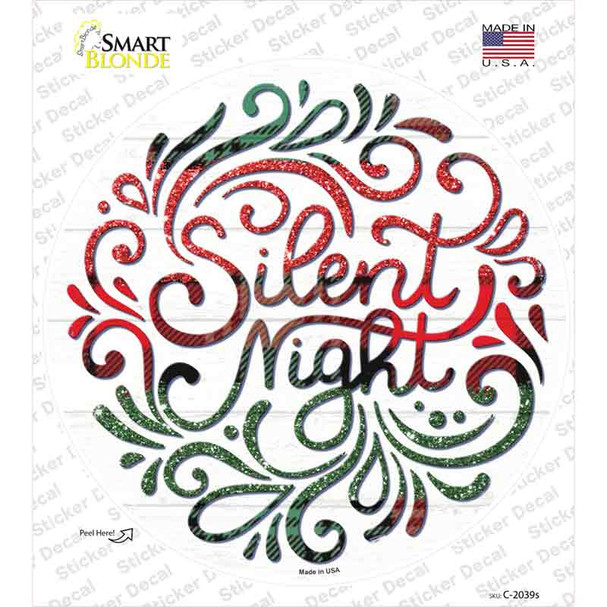 Silent Night Christmas Novelty Circle Sticker Decal