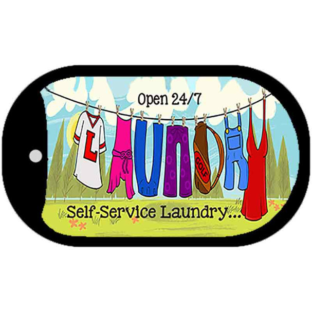 Laundry Self Service Novelty Metal Dog Tag Necklace