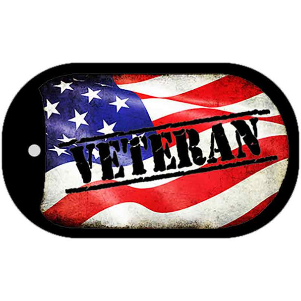 Veteran American Flag Novelty Metal Dog Tag Necklace