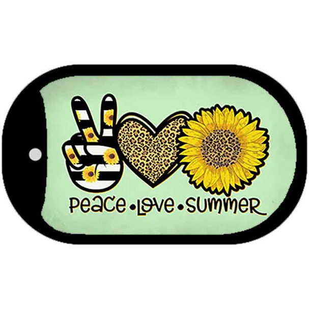 Peace Love Summer Sunflower Novelty Metal Dog Tag Necklace