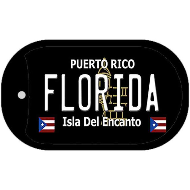 Florida Puerto Rico Black Novelty Metal Dog Tag Necklace