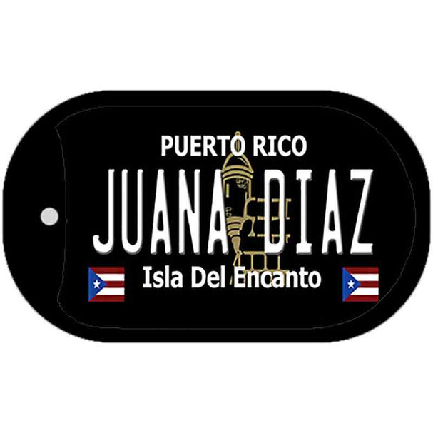 Juana Diaz Puerto Rico Black Novelty Metal Dog Tag Necklace
