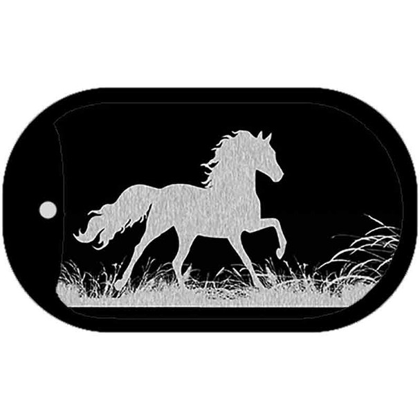Horse Black Brushed Chrome Novelty Metal Dog Tag Necklace