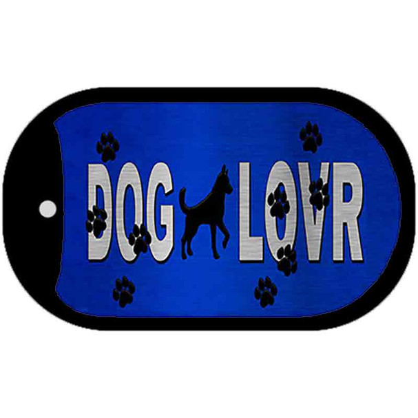 Dog Lover Blue Brushed Chrome Novelty Metal Dog Tag Necklace
