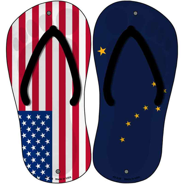 USA|Alaska Flag Novelty Metal Flip Flops (Set of 2)