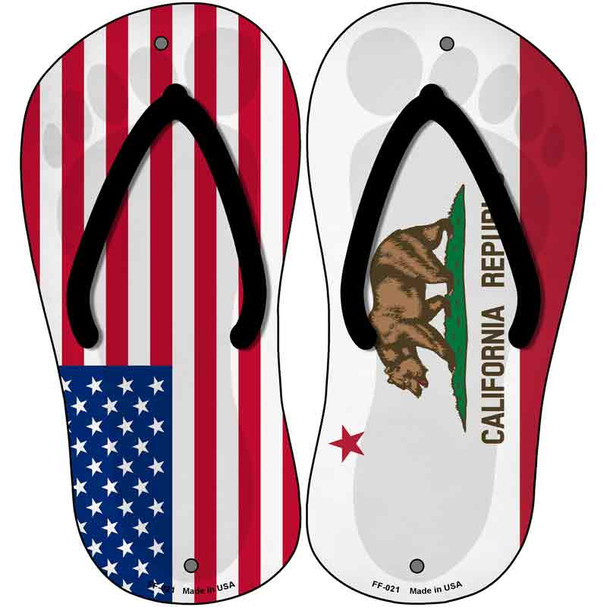 USA|California Flag Novelty Metal Flip Flops (Set of 2)