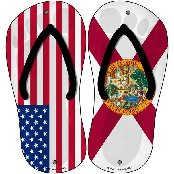 USA|Florida Flag Novelty Metal Flip Flops (Set of 2)
