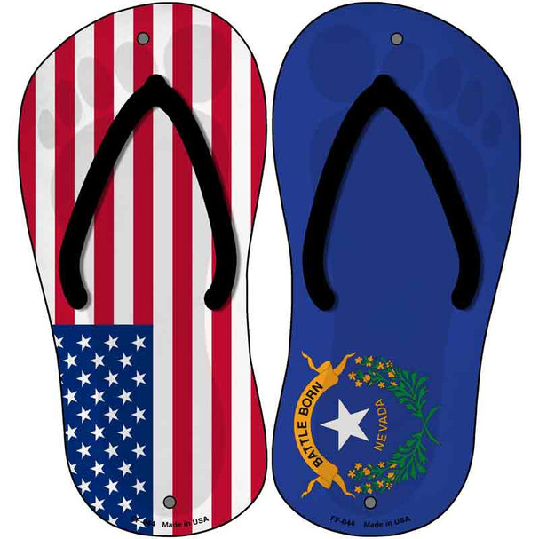 USA|Nevada Flag Novelty Metal Flip Flops (Set of 2)