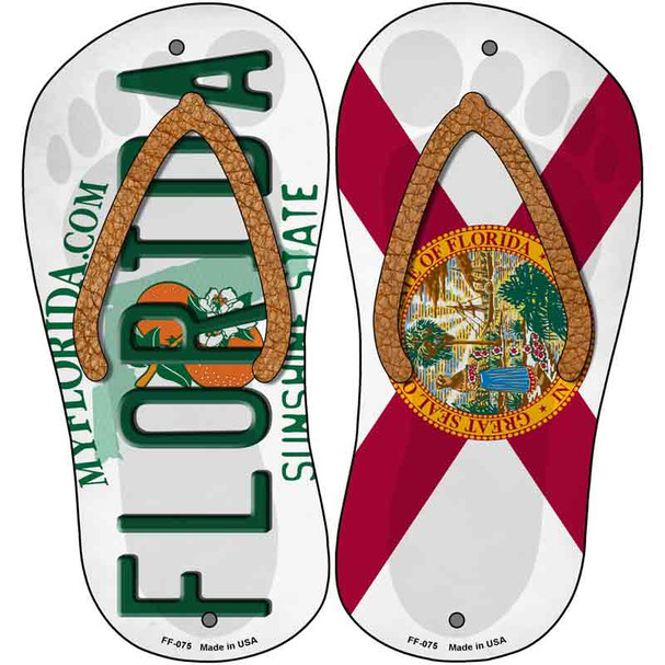 Florida|FL Flag Novelty Metal Flip Flops (Set of 2)
