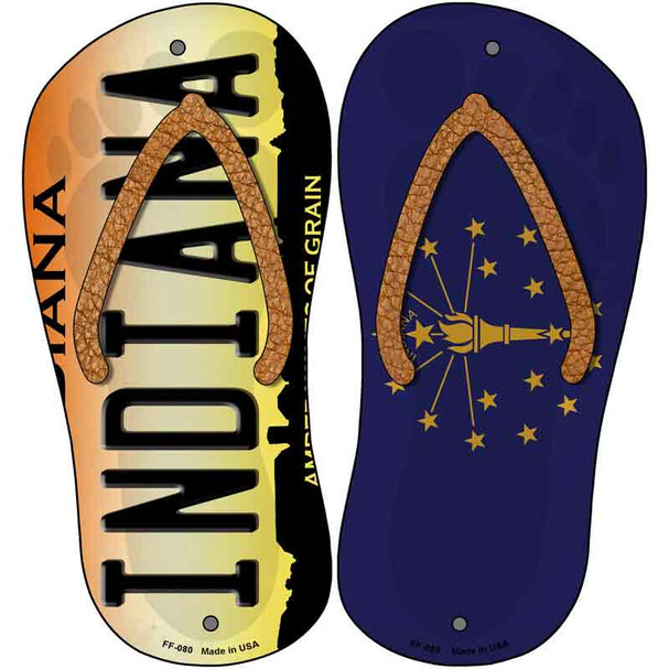 Indiana|IN Flag Novelty Metal Flip Flops (Set of 2)