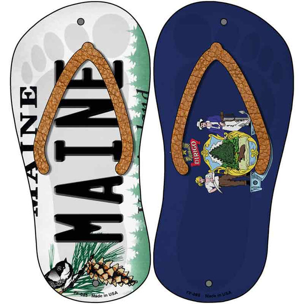 Maine|ME Flag Novelty Metal Flip Flops (Set of 2)