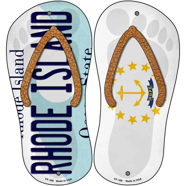 Rhode Island|RI Flag Novelty Metal Flip Flops (Set of 2)