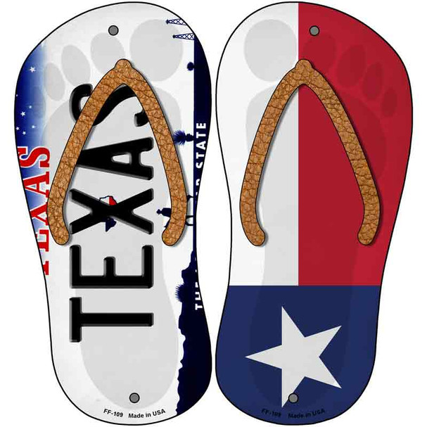 Texas|TX Flag Novelty Metal Flip Flops (Set of 2)