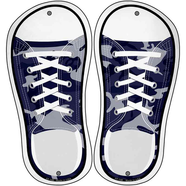 Navy Blue Camo Novelty Metal Shoe Outlines (Set of 2)