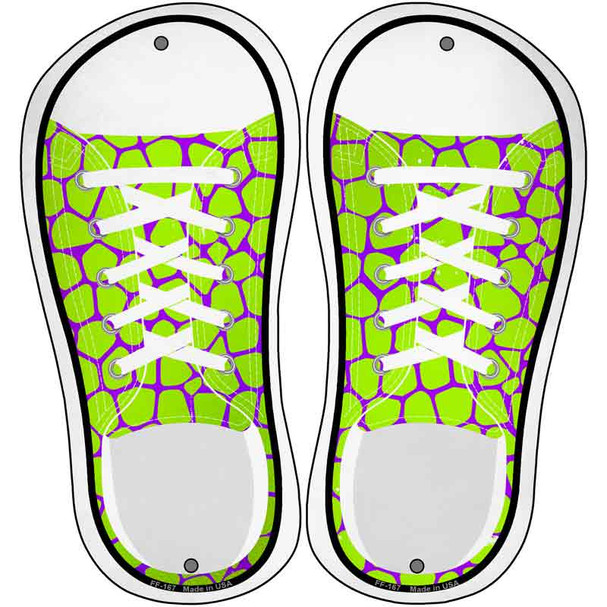 Green|Purple Alligator Print Novelty Metal Shoe Outlines (Set of 2)
