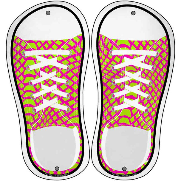 Lime Green|Pink Pattern Novelty Metal Shoe Outlines (Set of 2)