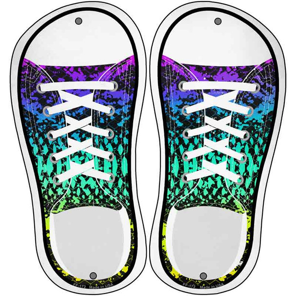 Rainbow Paint Splatter Novelty Metal Shoe Outlines (Set of 2)