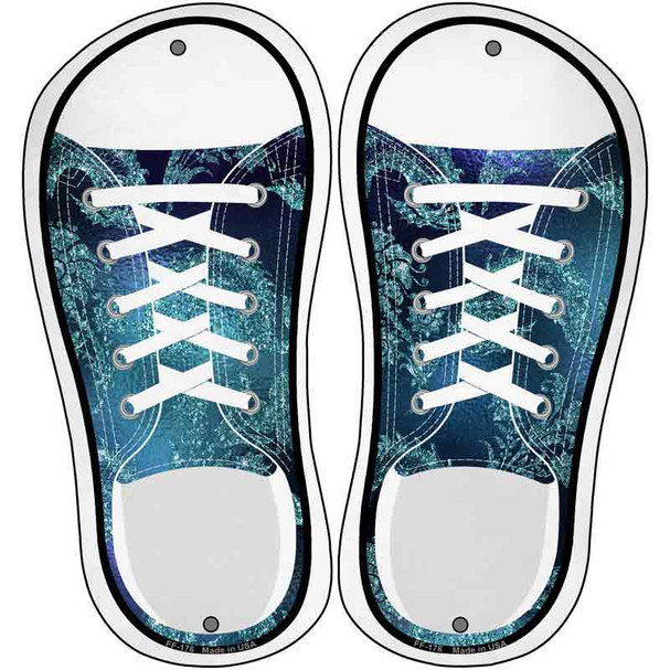 Blue Glitter Pattern Novelty Metal Shoe Outlines (Set of 2)