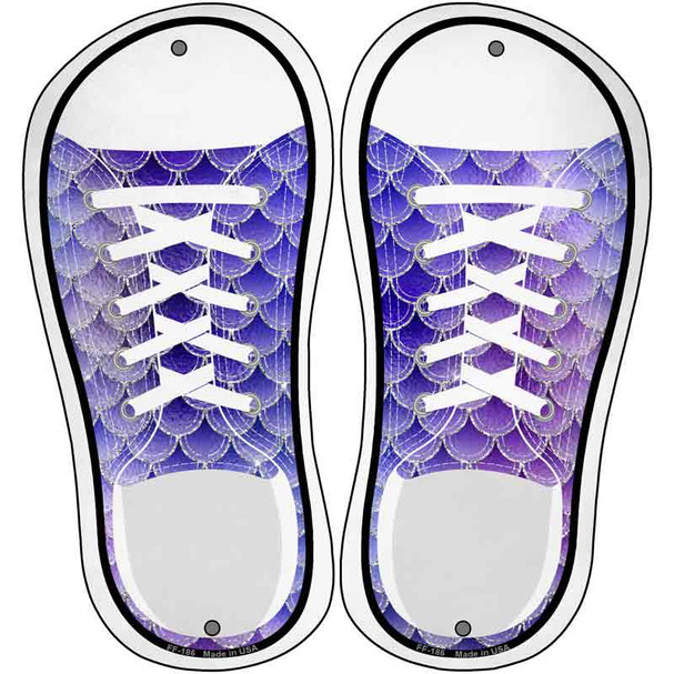 Purple|Silver Scales Novelty Metal Shoe Outlines (Set of 2)