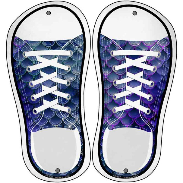 Blue|Purple Shiny Scales Novelty Metal Shoe Outlines (Set of 2)